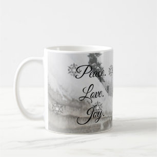 Snowfall Snöflingor, svart, vit skiss Kaffemugg