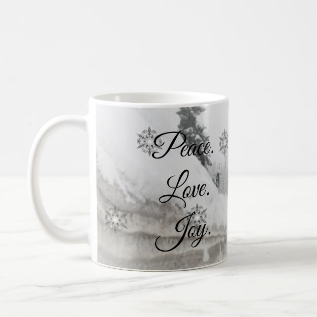Snowfall Snöflingor, svart, vit skiss Kaffemugg (Vänster)