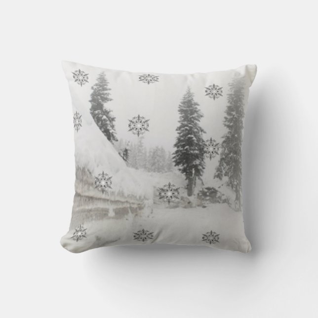 Snowfall snöflingor vinterjul kudde (Framsida)