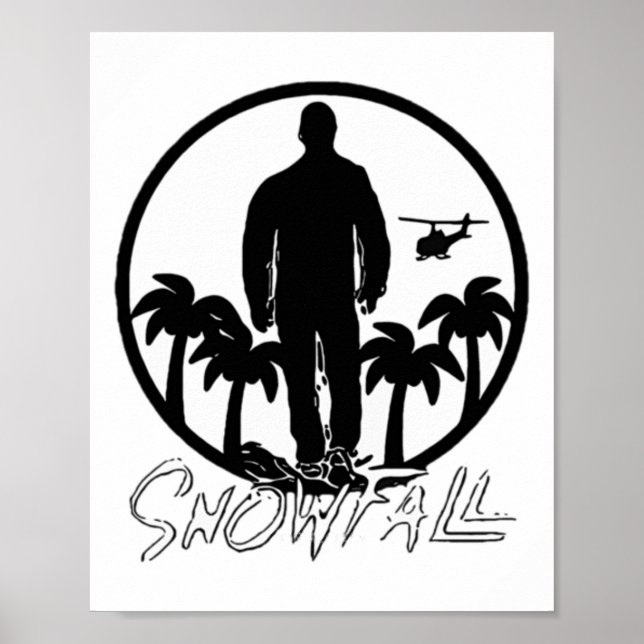 Snowfall Sunset Chopper Black White Sticker Poster (Framsidan)