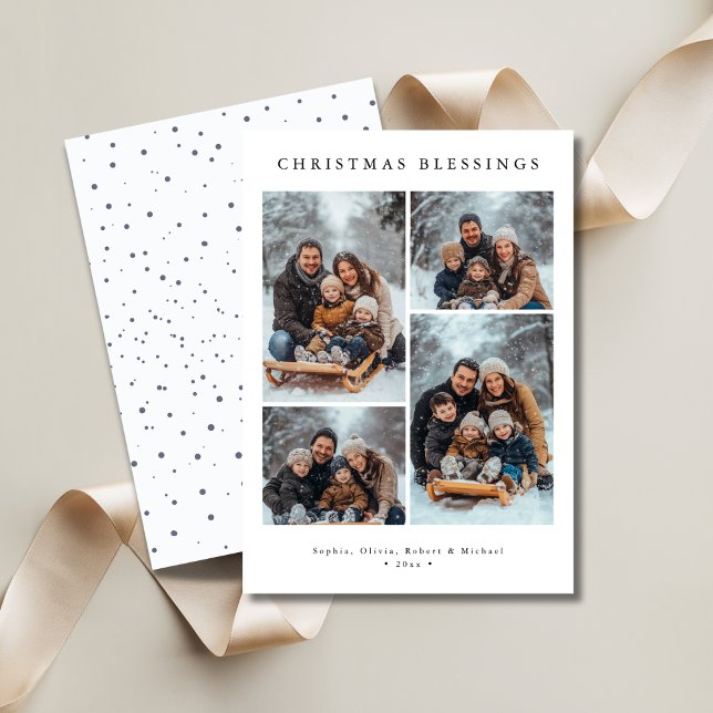 Snowfall Typography jul Blessings Photo Julkort (Skapare uppladdad)