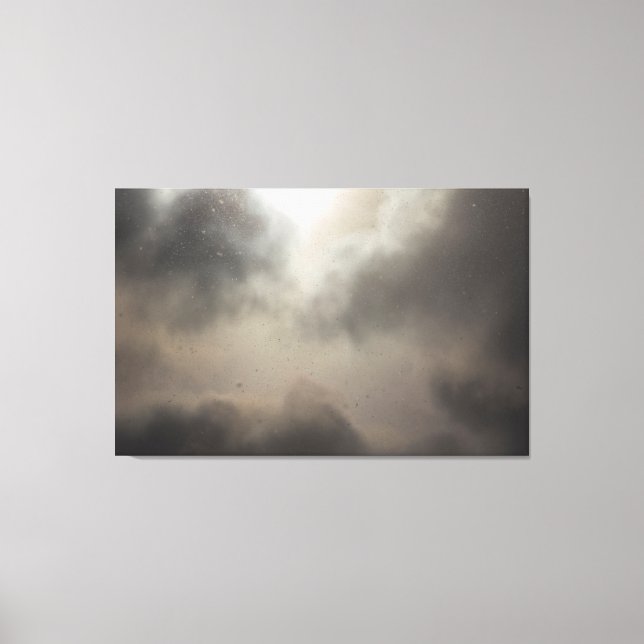 Snowfall under en delvis grumlig dag canvastryck (Framsida)