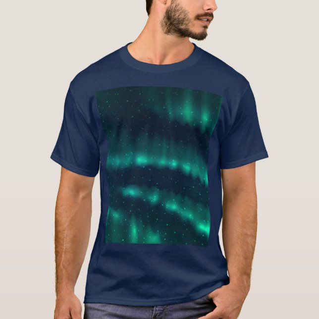 Snowfalls Aurora Borealis - Norra Ljus Artwork T Shirt (Framsida)