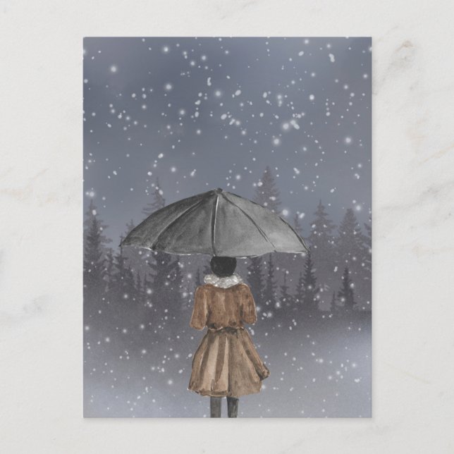 Snowfalls flicka vykort (Framsida)