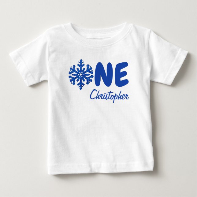 Snowflake 1st Birthday Baby T-Shirt (Framsida)