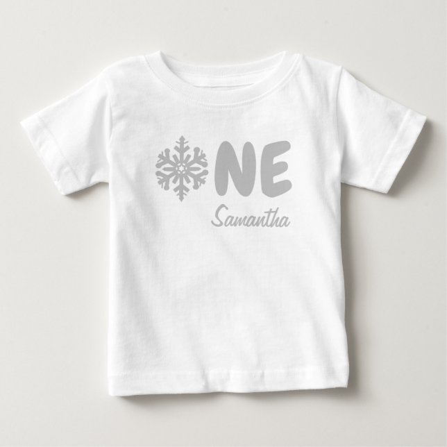 Snowflake 1st Birthday Baby T-Shirt (Framsida)