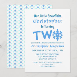 Snowflake 2:a födelsedag inbjudningar