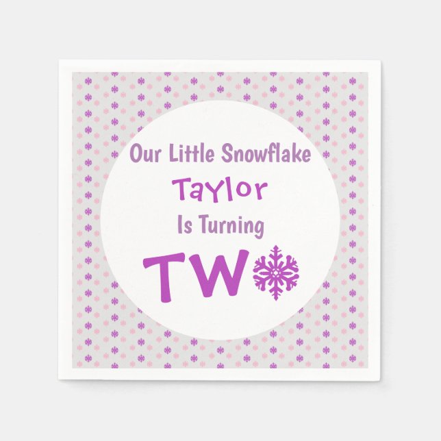 Snowflake 2:a födelsedag pappersservett (Framsidan)