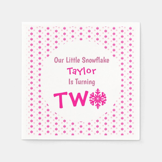 Snowflake 2:a födelsedag pappersservett (Framsidan)