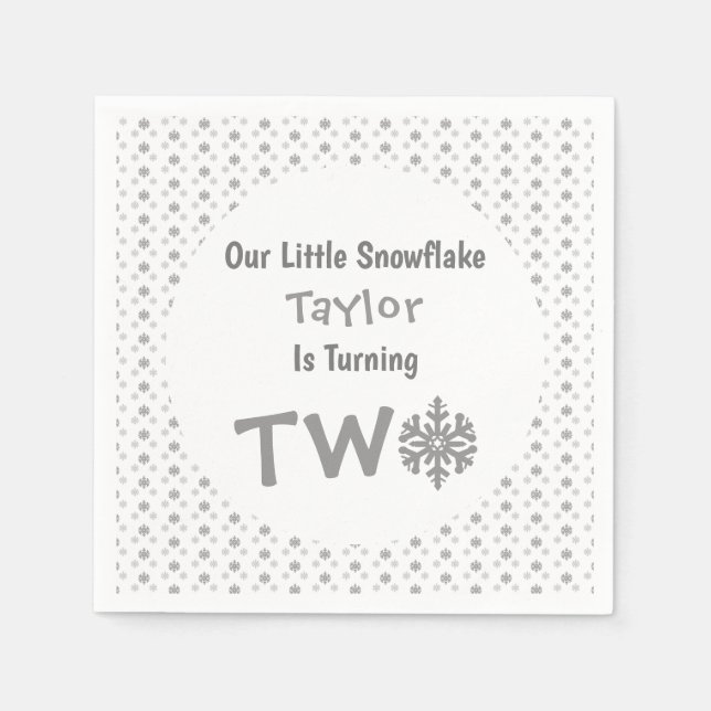 Snowflake 2:a födelsedag pappersservett (Framsidan)