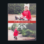 Snowflake 2-Photo Helgdag Vykort<br><div class="desc">Helgdag-vykort med en snöflingbanner med ditt namn.</div>