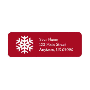 Snowflake Address Label B (Burgandy) Returadress Etikett