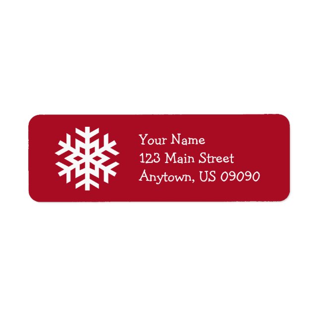 Snowflake Address Label B (Burgandy) Returadress Etikett (Framsidan)