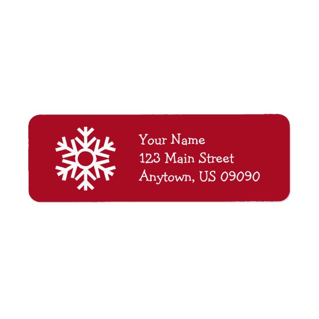 Snowflake Address Label C (Burgandy) Returadress Etikett (Framsidan)