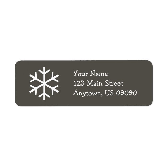 Snowflake Address Label D (Mörk Grått) Returadress Etikett (Framsidan)