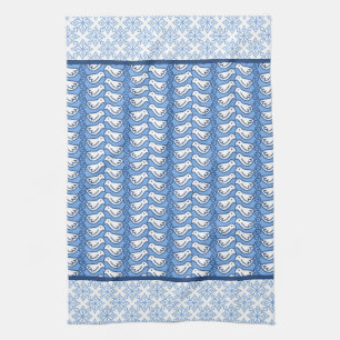 Snowflake and Dove Mönster Winter Kitchen Towel Kökshandduk