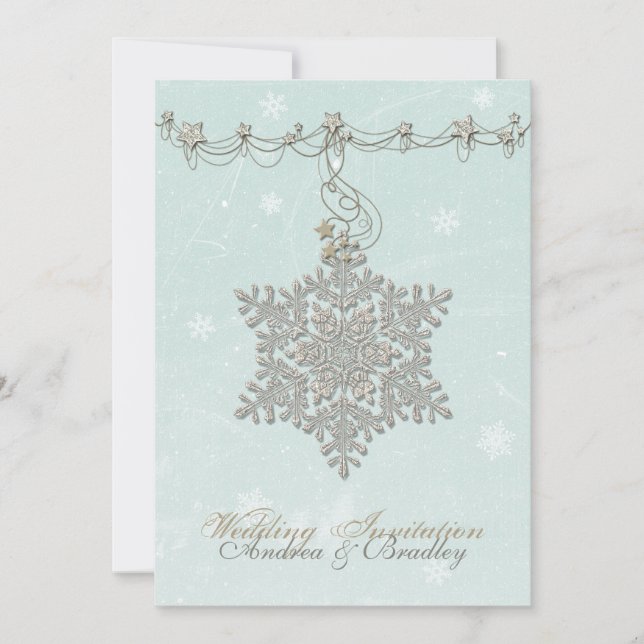 Snowflake and Stars Winter Wedding bjudande Inbjudningar (Framsida)