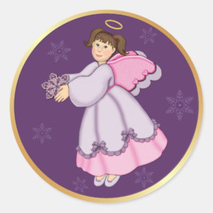 Snowflake Angel Runt Klistermärke
