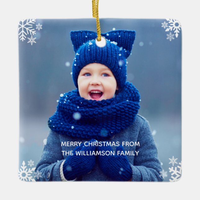Snowflake-Anpassningsbarna Julfoto Julgransprydnad Keramik (Framsida)
