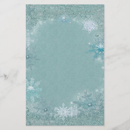Snowflake Aqua Frost Brevpapper