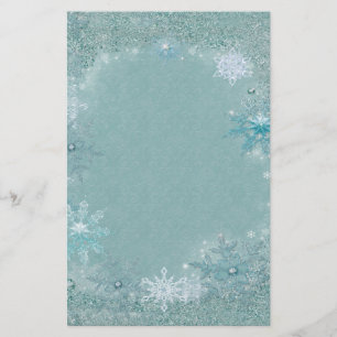 Snowflake Aqua Frost Brevpapper