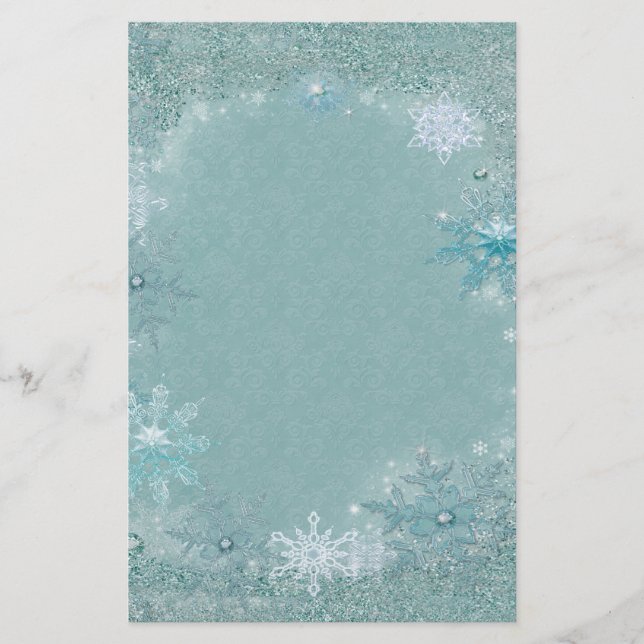 Snowflake Aqua Frost Brevpapper (Framsida)