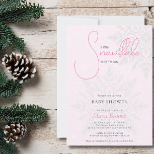 Snowflake är på vägen Rosa Baby Shower Inbjudningar