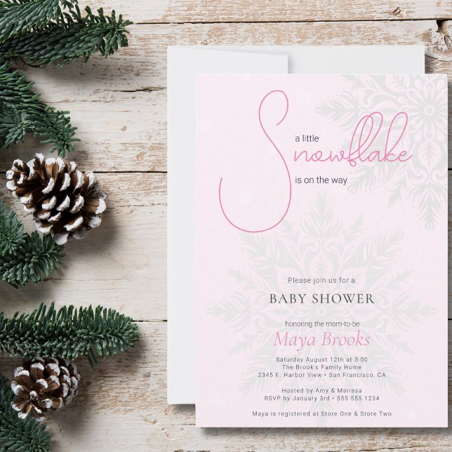 Snowflake är på vägen Rosa Baby Shower Inbjudningar (Skapare uppladdad)