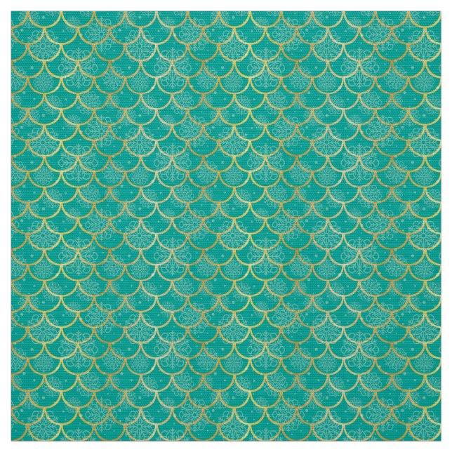 Snowflake av skaldjur mönster och guld tyg (Provkarta)