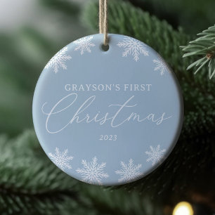 Snowflake Baby Första julfoto Julgransprydnad Keramik