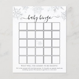 Snowflake Baby Shower Bingo-spelkort
