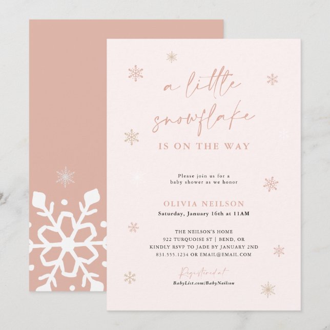 Snowflake Baby Shower | Boho Winter Wonderland Inbjudningar (Fram/baksida)