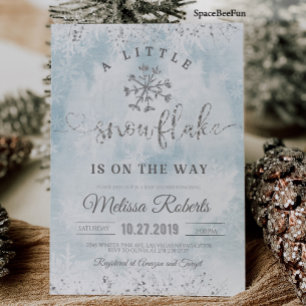 Snowflake Baby Shower Boy-inbjudan lite Snö Inbjudningar