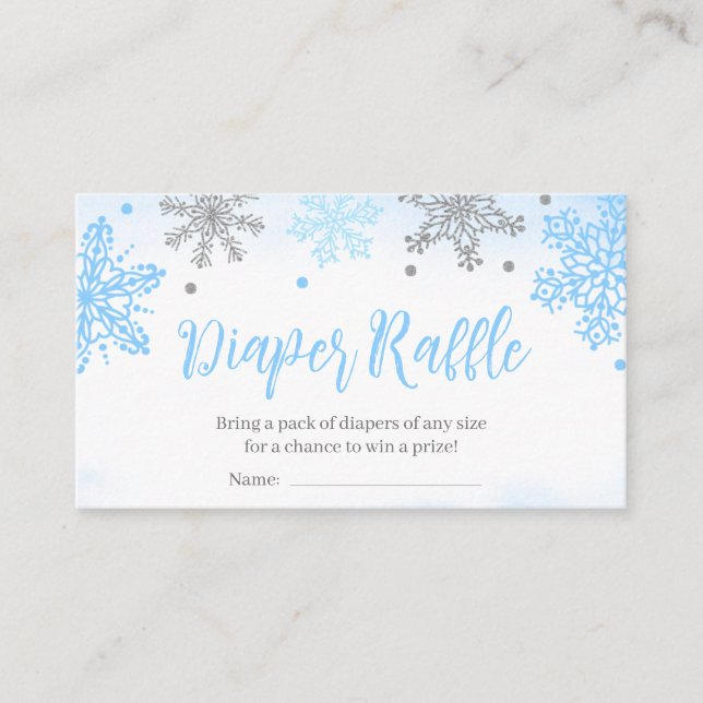 Snowflake Baby Shower Diaper Raffle Sign Visitkort (Framsida)