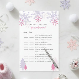 Snowflake Baby Shower Gissa vem som sa att det spe
