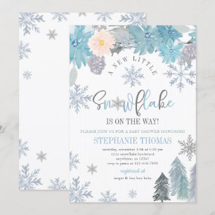 Snowflake Baby Shower-inbjudan Blommigt Boy Inbjudningar