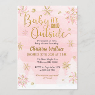 Snowflake Baby Shower-inbjudan för en flicka Inbjudningar