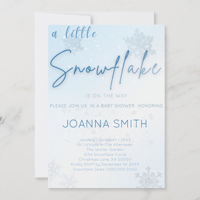 Snowflake Baby Shower-inbjudan, vinter Inbjudningar (Framsida)