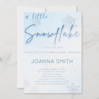 Snowflake Baby Shower-inbjudan, vinter Inbjudningar