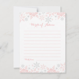 Snowflake Baby Shower Ord of Advice Rådkort