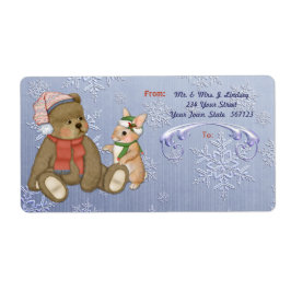 Snowflake Bear & Bunny Shipping Label Fraktsedel