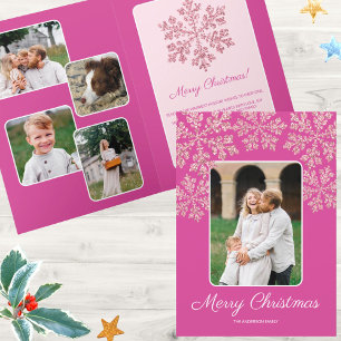 Snowflake Berry Bling Trendig Chic 5 Photo Helgkort
