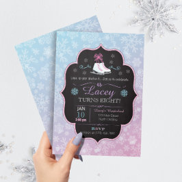 Snowflake Birthday bjudande i isskal Party Inbjudningar