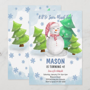 Snowflake Birthday-inbjudan till Winter Snögubbe Inbjudningar