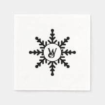 Snowflake Black and White Monogrammed jul