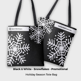 Snowflake Black & White Company Namn webbplats Tygkasse