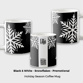 Snowflake Black & White-reklambelöning Kaffemugg