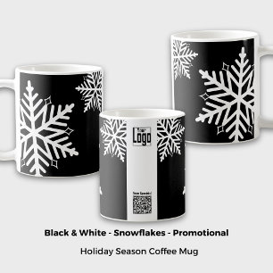 Snowflake Black & White-reklambelöning Kaffemugg