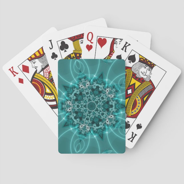 Snowflake | Blått och vitt konst Casinokort (Baksidan)
