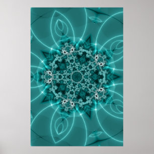 Snowflake Blått och vitt konst Poster